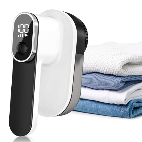 HAPPHOOH Quitapelusas Eléctrico, 3 Velocidades Quita Pelusas Ropa Pantalla LED, Recargable USB, Cuchilla de 6 Hojas, Quita Pelusas para Ropa y Mueble con 2 Cuchillas Extra