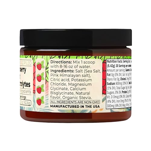 Image of Santa Cruz Paleo Electrolyte Powder, Raspberry Mint Flavor, Sugar Free Hydration Drink Mix with Himalayan Pink Salt, Sea Salt, Magnesium Glycinate, Potassium Chloride, Sweetened with Stevia, 30 Srvgs