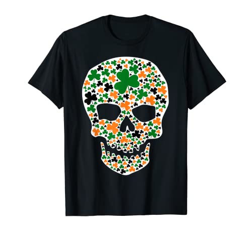 St Patricks Day Skull Shirt Hombres Mujeres Niños Irish Shamrock Camiseta
