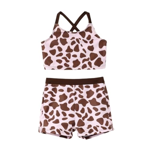 Image of PATPAT Girls Swimsuit with Swim Shorts, 2 Piece Tankini Set Bathing Suits, Athletic Swimwear Beachwear 2-14 Years