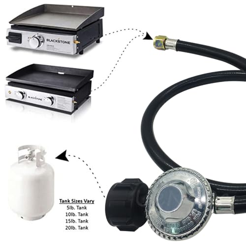 Uenede 3 Feet Propane Regulator Hose, QCC1 to 3/8\" Female Flare Nut, Universal Grill Regulator Replacement Parts, for Most LP Gas Grill Heater and Fire Pit Table