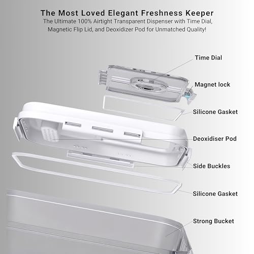 KAYTOS Rice Storage Container | Air Tight Transparent Bpa Free Plastic Containers | Dal Pulses Cereal & Flour Airtight Lock Dispenser Box | Large & Big Size Modular Home Organizer (2 Medium)