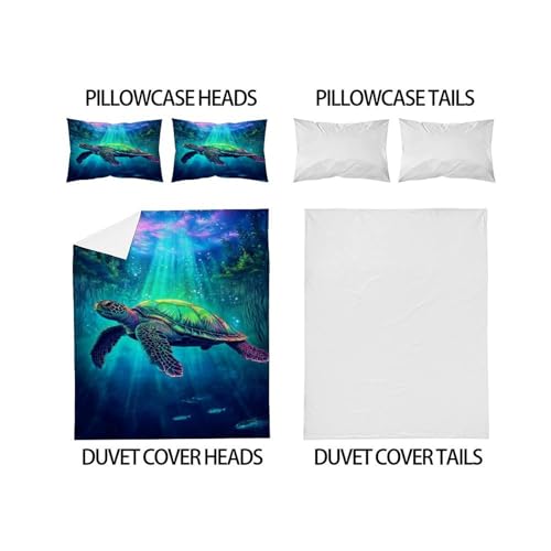 Tortue Housse de Couette Parure de Lit Microfibre Impression 3D