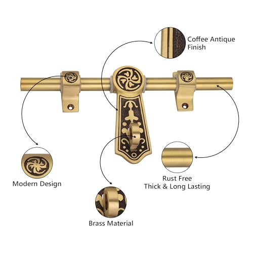 Image of COMPASS Coin Series Brass Heavy Aldrop for Single Door for Home /Office Door (Coffee Antique, 10 Inch)