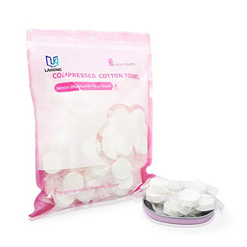 Compressed Towel Tablet - Laiking Soft Mini Compressed Wipe Portable Disposable Compressed Cotton Washcloth Coin Tissue for Travel Camping Hiking Sport Beauty Salon Daily Use Expandable Towel(50Pcs)