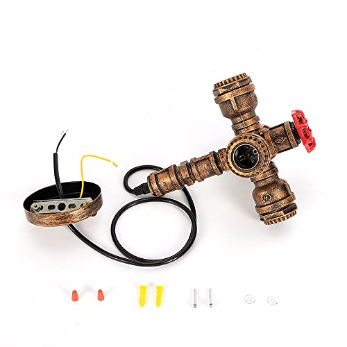 HYYKJ-US Industrial Steampunk Pendant Light 4 Lights Water Pipe Pendant Light Chandelier Vintage Steam Punk Hanging Lamp Lighting Fixture - Image 6