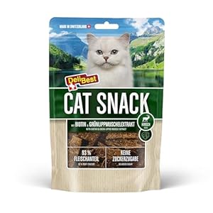 DeliBest Cat Snack aus 100% Schweizer Hirschfleisch I Katzen Leckerlies getreidefrei I halbfeuchte Leckerlies leicht verdaulich I Katzen Snack für Fellglanz I Allergiker geeignet I 45g