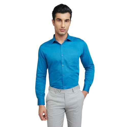 Image of Park Avenue Men Pure Cotton Slim Fit Structure Pattern Semi Cutaway Collar Formal Shirt