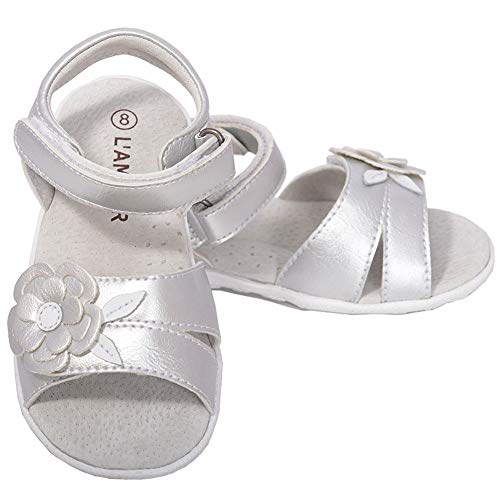 L'Amour Silver Flower Sandals Shoes Baby Girls
