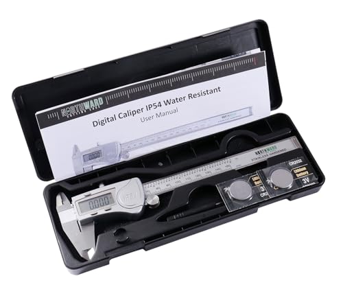 Accusize IP54 Digital Caliper, 0-6 in/150 mm, 2015-0150 | 4-Way Inch/Metric Caliper, 0.0005 in/0.01 mm Resolution, +/-0.03 mm Accuracy, Stainless Steel, Large LCD