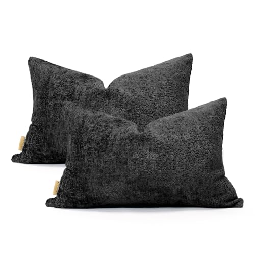 Ailuteie Chenille Throw Rectangle Lumbar Pillow Covers Set of 2