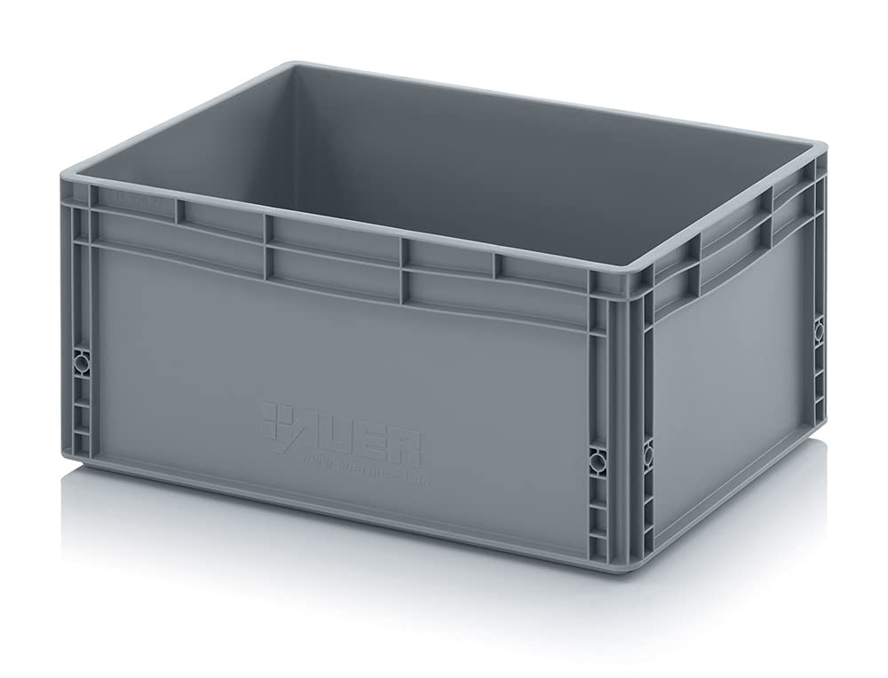 Contenitore europeo con coperchio a cerniera ED 64/27 HG 56 l scatola di plastica 60 x 40 x 28,5 cm con manici chiusi, contenitore industriale impilabile