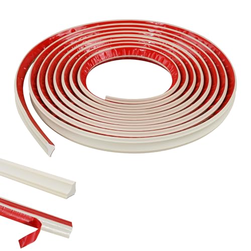5M Foam Molding Trim Self-Adhesive,Caulk Strip,Edging Trim for Floor,Tile,Laminate Beading, Skirting Board,Gap Cover 1cm for Wall Corner Ceilings Countertop Edge(Off-white,21 * 11mm)