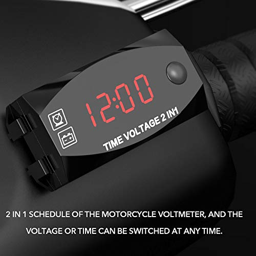 Honeytecs Multifuncionais 6V-30V 2 em 1 Voltímetro para Motocicleta Veículo Elétrico Relógio de pont