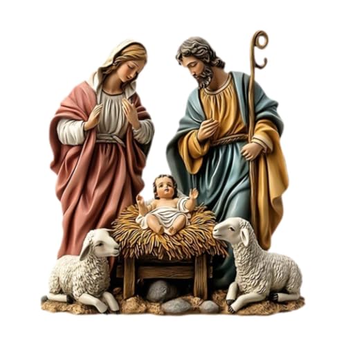 MagiDeal Figura de cena de natividade, estátua em miniatura da família sagrada, figura de cenas de mesa de Natal