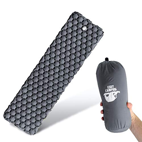 Legit Camping Sleeping Pad - Camping Pad for Backpacking and Camping - Inflatable Sleeping Mat Holds The Air in for Longer Hours - Compact Camping Mat for Best Outdoor Sleep - Rolls Tight