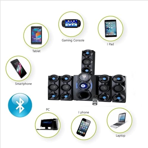 Image of Black Jumbo Home Theatre 5.1 Channel or Wall Mount Satellites. 6 inch subwoofer Multimedia Connectivity Bluetooth,Fm,USB,Aux. Compatible with Smart tv,Laptop,Smart mobiles,Gaming Console etc
