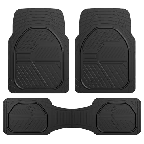 Coverado Heavy Duty Rubber Floor Mats for Cars, Black Deep Dish All-Weather Car Mats Full Set, Universal Trim to Fit Waterproof Car Floor Mats, Anti-Slip Easy Clean Floor Liner for Cars Trucks SUV