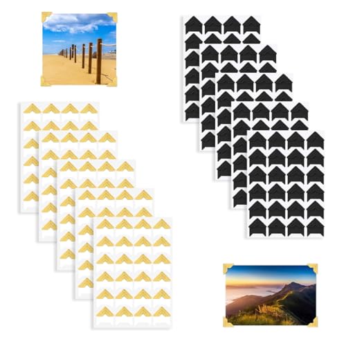 YUVKIN 240 piezas (10 hojas) esquinas de fotos autoadhesivas, pegatinas de esquina para álbumes DIY, adhesivas para fotos, álbum de fotos, transparente para fotos, álbumes de recortes y manualidades