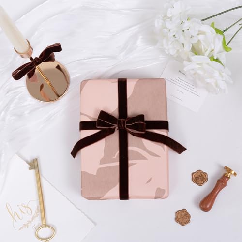 Image of QIANF Vintage Brown Velvet Ribbon Chocolate Christmas Ribbon for Gift Wrapping Crafts Christmas Tree Ornaments Garland Decorations, 5 /8 Inch X 25Yd