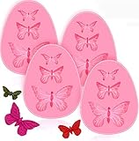4 Pack Fondant Molds, Mini Butterfly Mold Butterfly Molds Silicone Butterfly Chocolate Mold Pink...