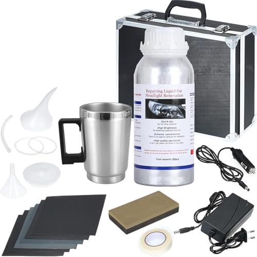 Xiaoqintedy Kit de reparación de Faros, Kit de Pulido de Faros con Taza de atomización, Utilizado para Reparar Faros borrosos, oxidados, rayados y Amarillos