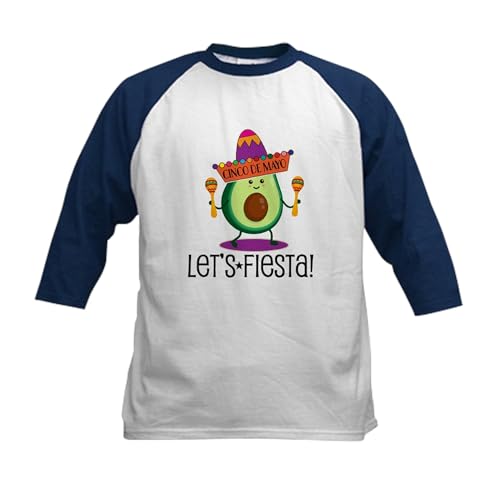 CafePress Cinco De Mayo Fiesta Avocado Baseball Jersey Kids Cotton Baseball Jersey, 3/4 Raglan Sleeve Shirt Navy/White