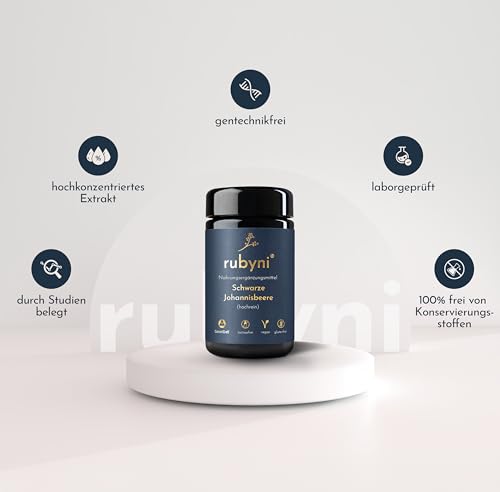 rubyni® Schwarze Johannisbeere (60 Kapseln) • 445mg Johannisbeerenextrakt hochdosiert (davon 48,9mg Anthocyane) • 100% CurrantCraft® • Natürliches Superfood • Vegan & ohne Zusätze