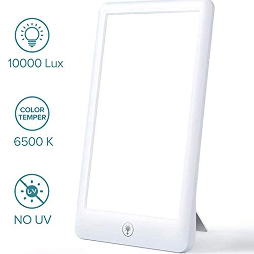 Tageslichtlampe 10000 Lux Light Therapy Lamp Bionic Sun Lampe UV-freiem 3 Helligkeitsstufen mit zusammenklappbarem Trägerrahmen Emotion Control