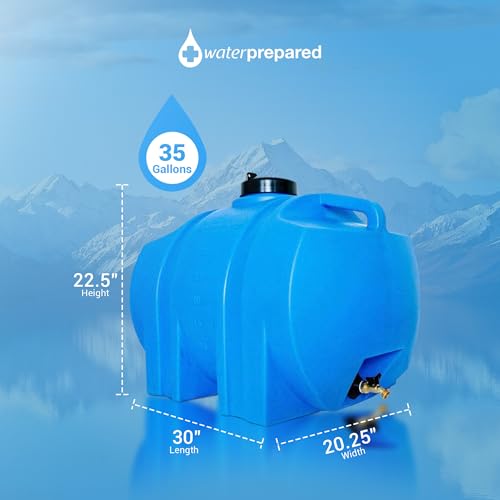 WaterPrepared Portable Water Tank, Plastic Handle & Hose Spigot, 35 Gallon, Blue - Heavy-Duty Beverage and Hydration Dispenser for Outdoor and Camping Trip - Image 4