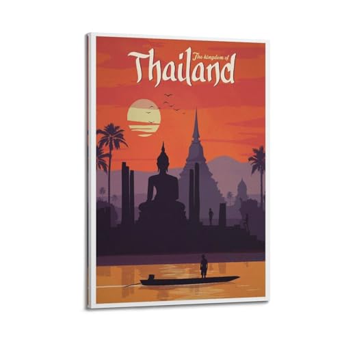 Poster Thaïlande vintage koanga peinture sur toile premium 60x90cm d'art mural moderne