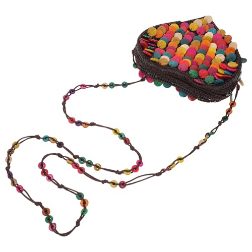 Sac bandoulière ethnique en coque de noix et perles pour ranger vos rouges à lèvres en sécurité