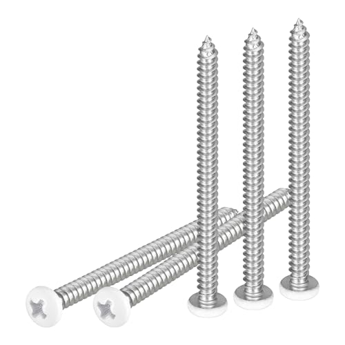 DTGN #8×2-1/2 Phillips Pan Head Self-Tapping Screw – 50Pack – Bright Finish 304 Stainless Steel Sheet Metal Screws Wood Screws