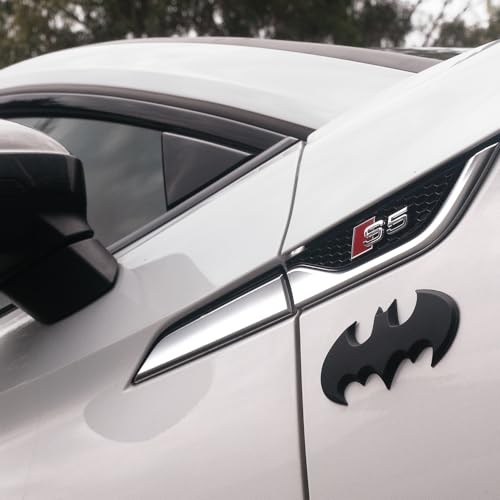Image of Fan Emblems Batman Car Emblem - 1989 Batwing Batarang Symbol 3D Auto Badge - Color: Matte Black - Size: 3.8 x 1.8 x 0.2 inches - Officially Licensed DC Car Accessories