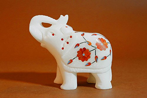 Materiale: Marble kolambas elefante in marmo con incrustation Decorativa Figurine Artigianato Diwali  pièce-cadeau d\' azienda