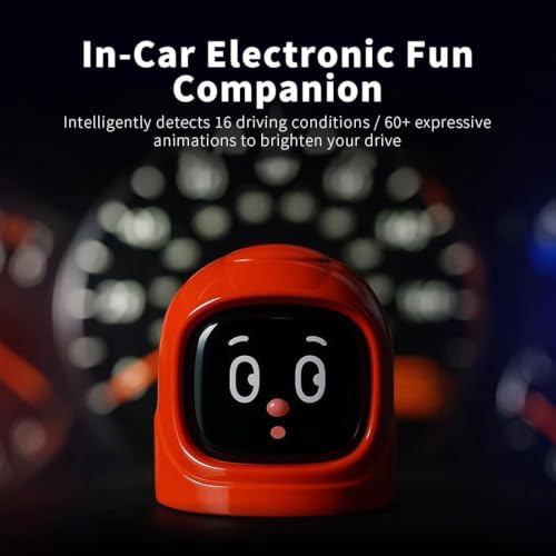 Image of AI Smart Dashboard Robot with Animated Emoji (Pink) | Gyroscope Motion Sensor, Rechargeable, Interactive Companion, Car Interior Decor