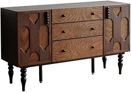 Sideboard Cabinet 148x45x85cm Retro Solid Wood Bar Side Cabinet, Wall-Mounted Living Room Storage Furniture, Kitchen and Entrance Decoration Sideboard Cabinet with Drawers