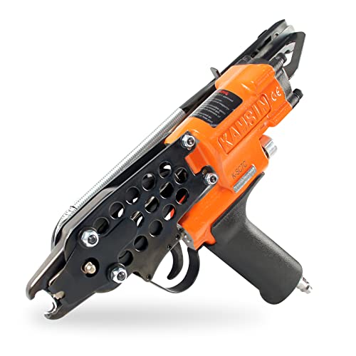 Kamsin K-SC7C 15 Gauge Pneumatic C-Ring Staple Gun Kit 3.0 mm Crown, 4.8 mm Closure Diameter Air-Powered Hog Ring Clamp Gun for Fences, Spring Mattress, Cages, Car Seat