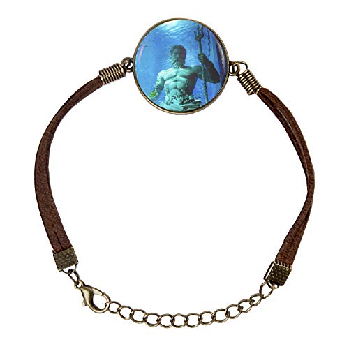 Arthwick Store Poseidon Greek Mythology Statue Under Water Leather Bracelet Wristband2