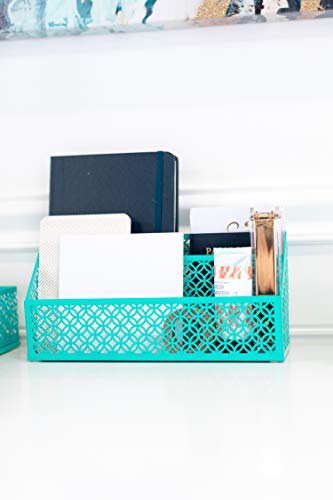 Accessoires de bureau sarcelle au design metallique elegant en 5 pieces - 5
