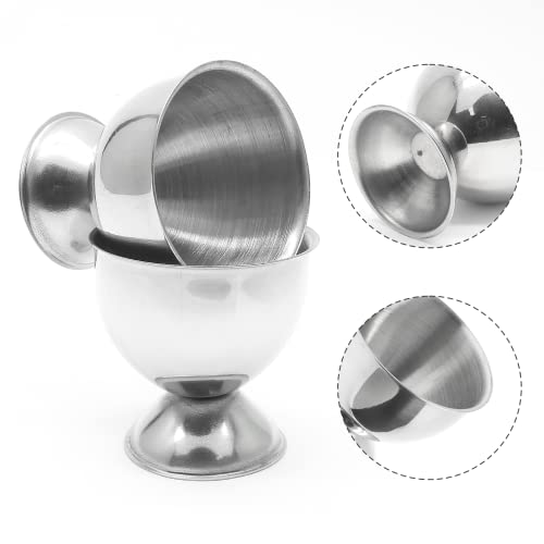 Qjaiune 2Pcs Silver Egg Cups Stainless Steel Egg Holder, Soft Boiled & Hard Boiled Egg Tray Kitchen Gadgets Tools, 46Mm X 48Mm Small Egg Cup #TOP2