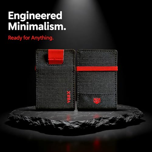 Image of RFID Minimalist Slim Wallet for Men and Women, Holds Up to 12 Cards, Cash, Key Thin and Lightweight Credit Card Holder (Black Microfiber - Inferno Edition)