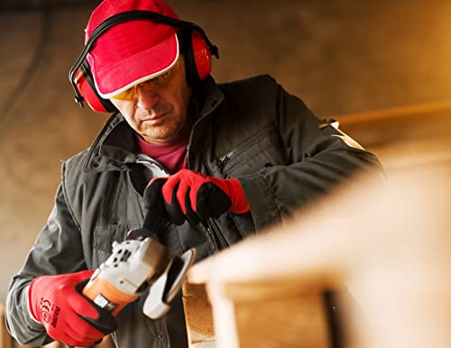 Dulfine Safety Work Gloves Pu Coated-12 Pairs,Red Seamless Knit Glove With Polyurethane Coated Smooth Grip On Palm & Fingers, For Men And Women, Ideal For General Duty Work (Large) #TOP4