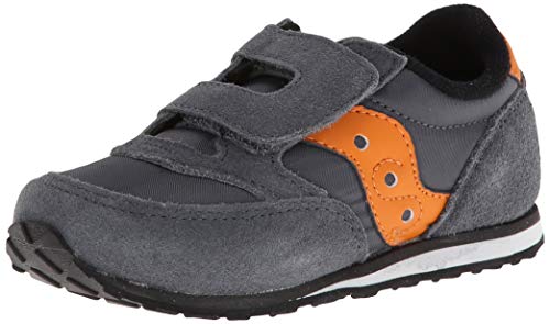 Saucony Baby Boys Jazz Hook & Loop Sneaker, Grey/Orange, 9 Infant