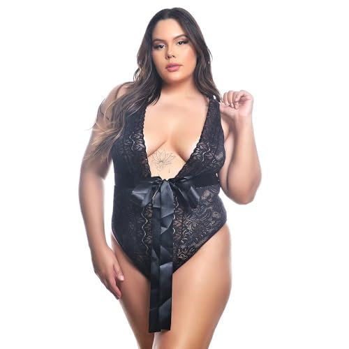 Fantasia Body Luxo Preto Plus Size Pimenta Sexy 2042