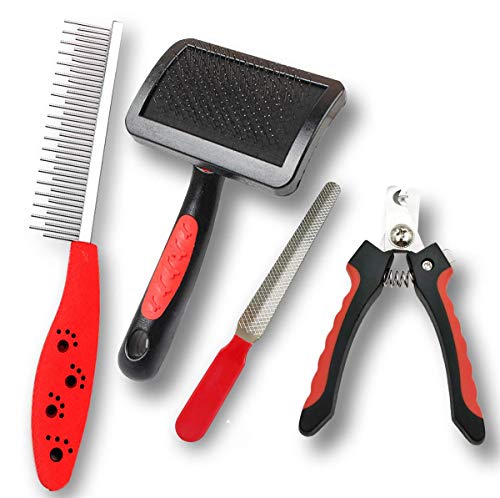 Dog&Cat Slicker Brush for Shedding|Comb| Dog Nail Clippers|Pet Grooming Set Supplies for Small Medium Large Cats &Dogs