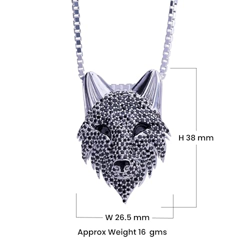 AAA Black CZ Studded Fenrir Wolf Necklace for Men 925 Sterling Silver Wild Animal Wolf Head Pendant with Chain Norse Viking Jewelry Hip Hop Style4