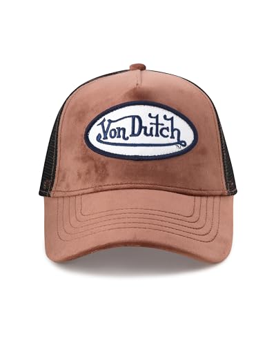 Image of Von Dutch Unisex Trucker Hat - Velvet Curved Bill Mesh Back Retro Classic Adjustable Snapback Baseball Cap for Men and Women
