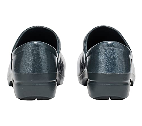 Image of Anywear SR Angel Slip Resistant Work Shoes for Women - Fluid Resistant Nursing Clogs - All Day Comfort Gardening, Nurse Clogs & Chef Shoes - Silver Cloud Pearl Glitter - 11 Women /9 Men