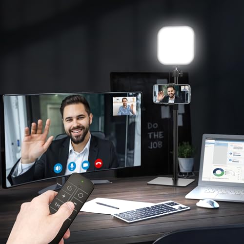 Iluminación de videoconferencia, luz de cámara web de 180 LED con 3 colores y 5 brillos para grabación de video, luz de zoom con soporte para teléfono para computadora portátil, reunión en línea